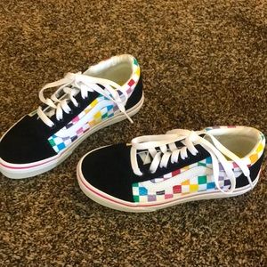 Rainbow Checked Vans Size Youth 2 Brand New